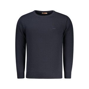 Rifle Cotton Crewneck Sweatshirt with Ribbed Hem Men Blue Sweaters
